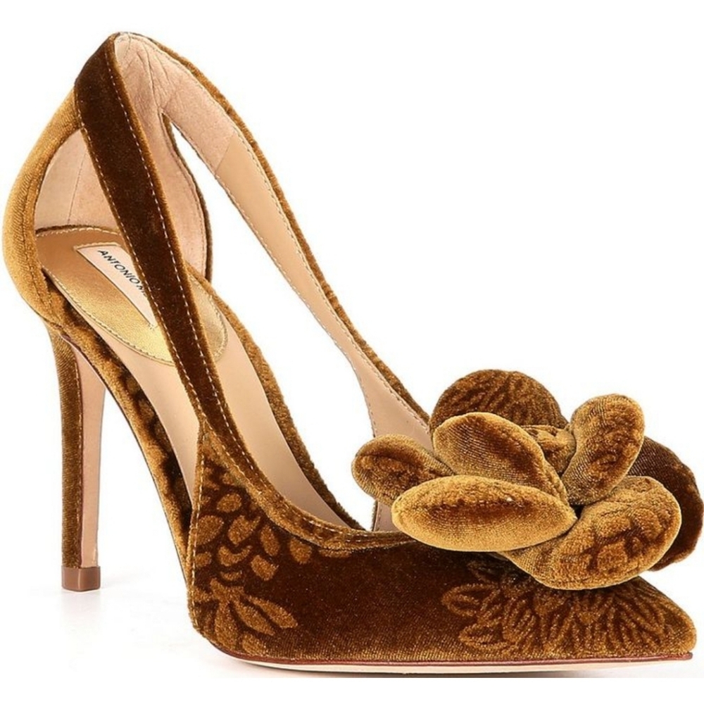ANTONIO MELANI | Ester Velvet Flower Heel Pumps